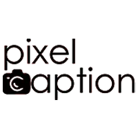 pixel caption logo black